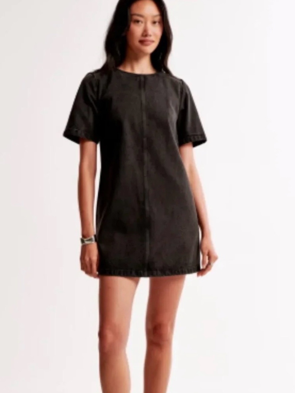 Abercrombie & Fitch Black Denim Shift Mini Dress